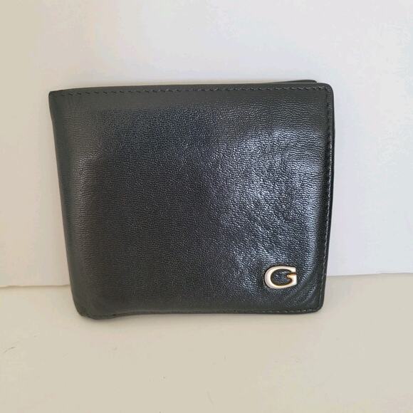 GUCCI Card Bill Coin Wallet Leather Men's Bifold Black G Logo Vintage Fair - Picture 1 of 15